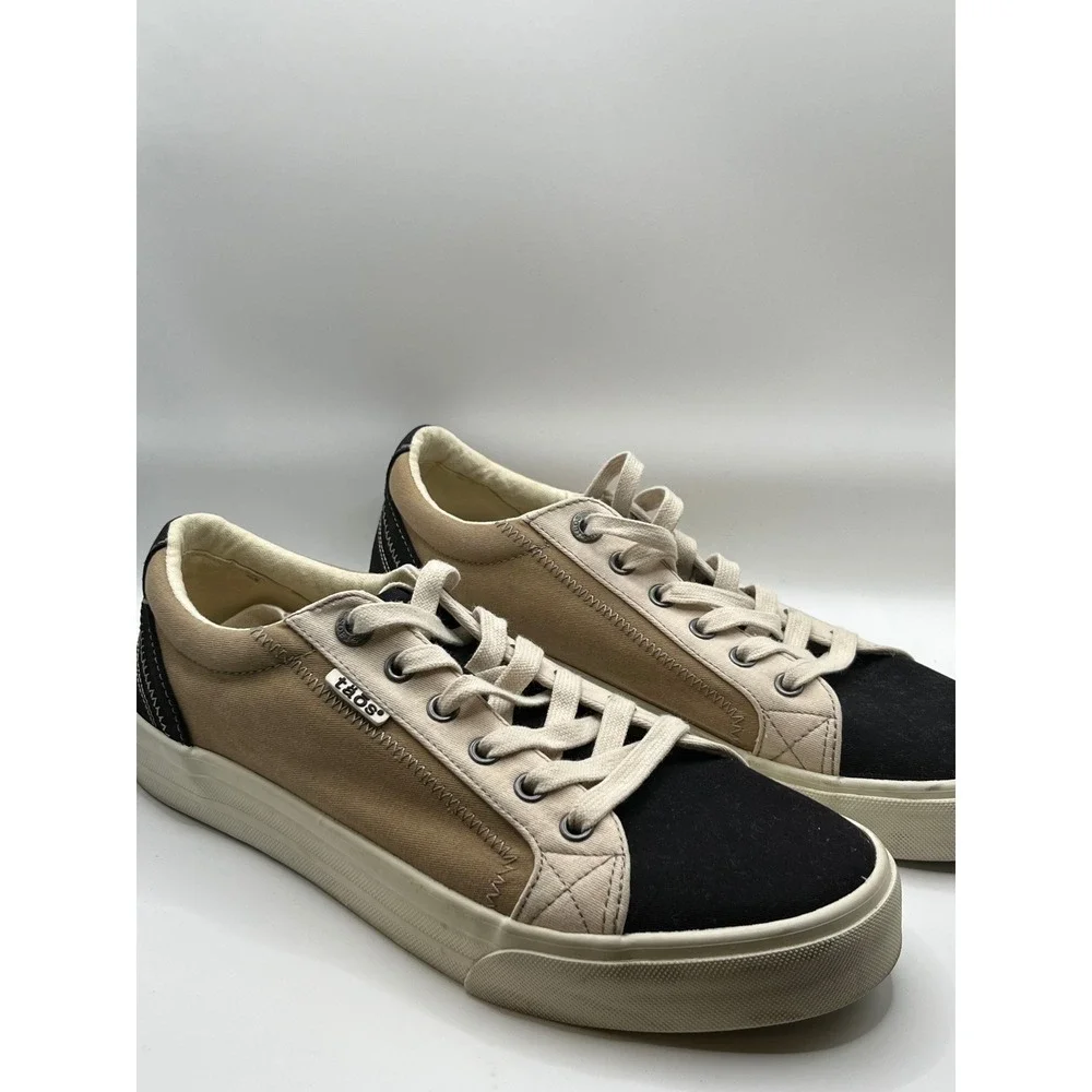 Taos Womens Plim Soul Tan Black 10 Canvas Colorblock Comfort Sneaker